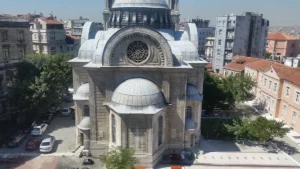 Church, across the street